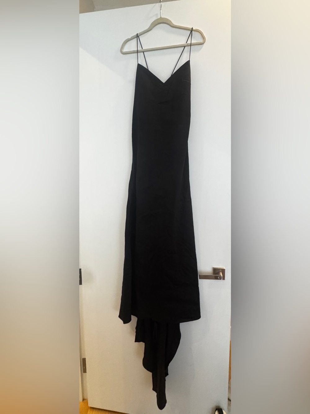 COS linen blend Black Asymmetric Slip Dress with Spaghetti Straps